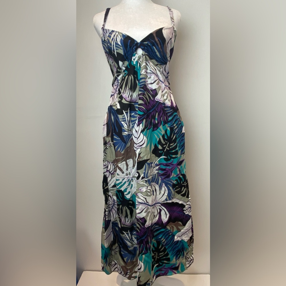 Island Planet Womens Tropical Floral Multicolor Sleeveless Dress Size XS *defect